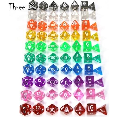 Jelly Effect 7pc Green Color Game Dice,Green color DnD D4,d6,d8,d10,d12,d20 Portable Dice,For Rpg Dnd Desktop game