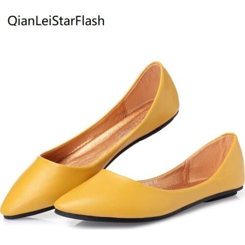 Size 33-43 Womens Flat Shoes Shallow Mounth Soft Flat Soles 2019 Summer Spring Lady Casual Shoes Commute Candy Color All Match