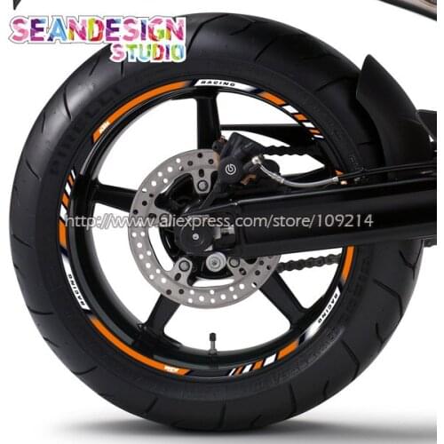 For Duke 200/390/690/990/1190/1290/RC8/RC390 Motorcycle Wheel Sticker Decal Reflective Waterproof Rim Bike Suitable