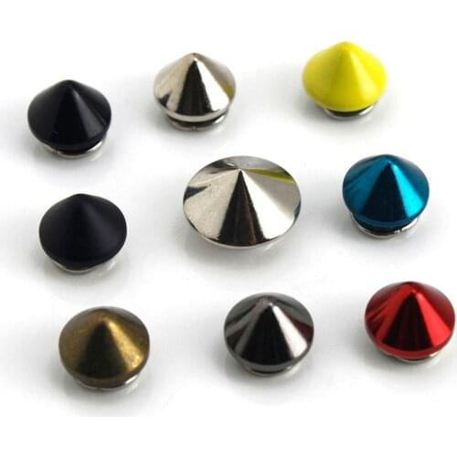 10pcs/lot Metal Bullet Cone Spike Punk Screwback Studs Bag Clothes Leather Craft Phone Shoes Case DIY Decor Accessories