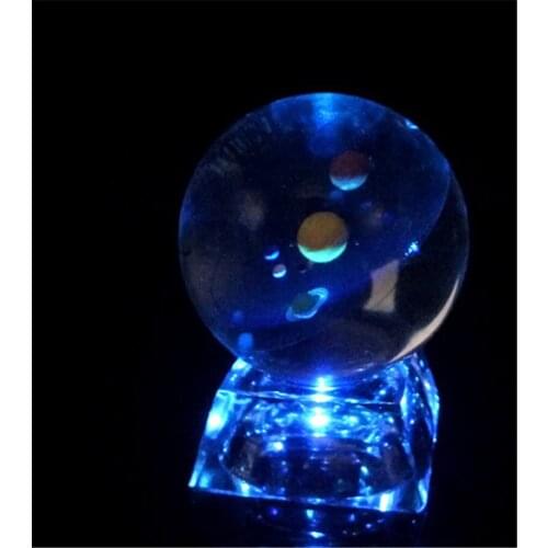 3D Crystal Ball with Sports Solar System Model and Rotating LED lamp Holder,Best Birthday Gift for Kids, Teacher of Physics, Cla