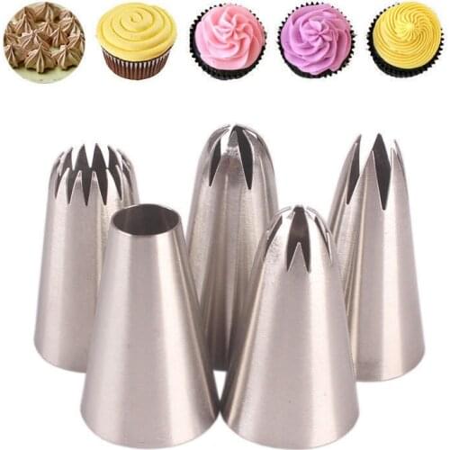 5pcs/set Rose Pastry Nozzles Cake Decorating Tools Flower Icing Piping Nozzle Cream Cupcake Tips Baking Accessories