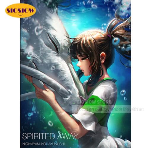 5D DIY Diamond Painting Spirited Away Chihiro Haku White Dragon Diamond Embroidery Cross Stitch Decor Home Gifts For Girls Room