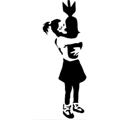 6.1cm*16.3cm Banksy Girl With Bomb Car-Styling Vinyl Decor Car Sticker Black/Silver S3-6902