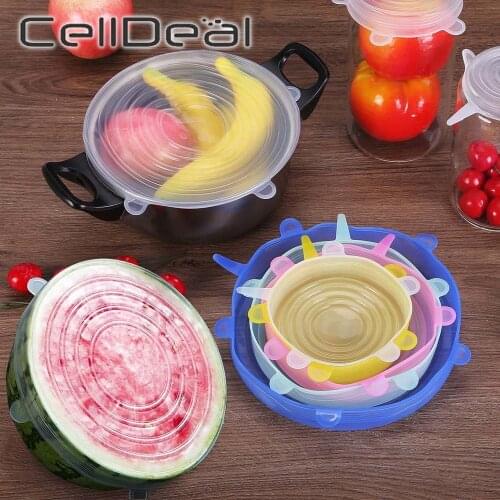 6 Pcs Fruit Cover Multipurpose Food Storage Vacuum Cover For Bowl Pan Cup Plate Cooking Cookware Tools Kitchen Accessories