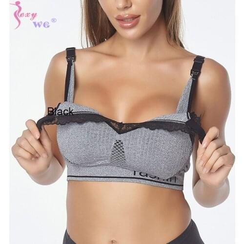 SEXYWG Seamless Clip Down Stretchy Neck Push Up Lace Seamless Bra Cotton Breathable Underwear Wireless with Pads Push Up Bra