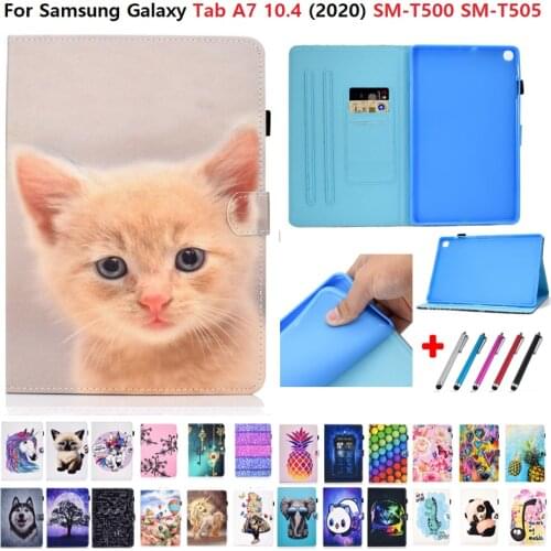 PU Leather Case For Samsung Galaxy Tab A7 10.4 2020 SM-T505 SM-T500 T500 Book Cover Flip Tablet Cover tab a7 Case Funda Coque