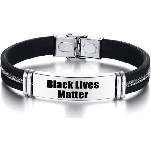 Black Lives Matter Silicone Bracelet Custom Name I Can't Breathe Wrist Band Rubber Wristband & Bangles For Men Women Jewelry