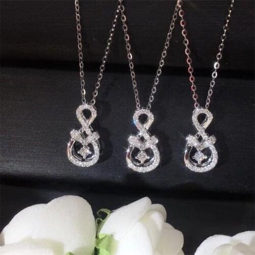 Choucong Brand New Luxury Jewelry Sweet Cute 925 Sterling Silver Round Cut White Topaz Diamond Women Pendant Clavicle Necklace