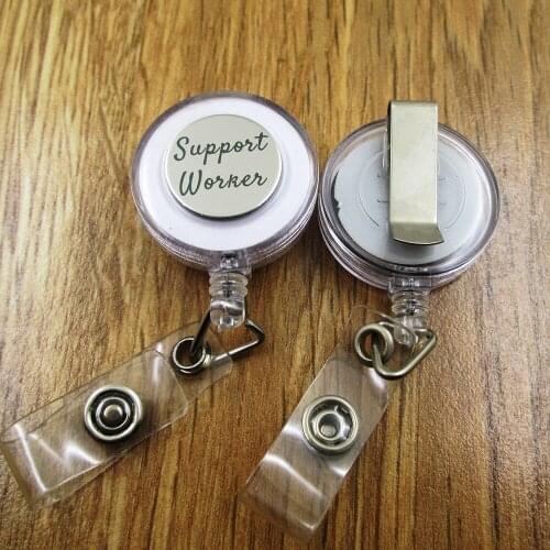 Support worker ID Badge Reel gift for him/her friend family retractable recoil id badge holder work fun
