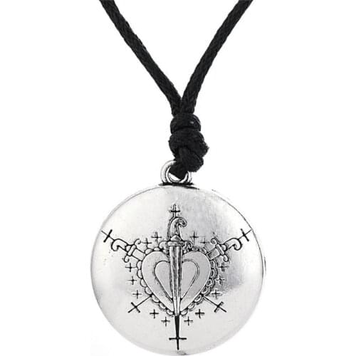 Ezili Dantor Voodoo Loa Veve Pendant Lwa Motherhood Jewelry Hoodoo Amulet Rope Necklace