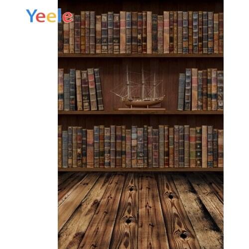 Yeele Old Wooden Bookshelf Books Board Ship Model Study Portrait Photographic Backgrounds Photography Backdrops Photo Studio