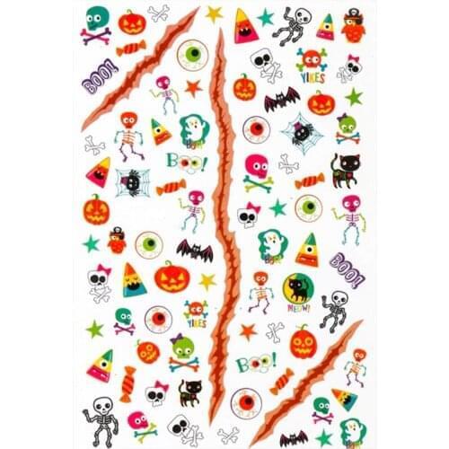 Halloween Nail Water Transfer Stickers Wraps Adhesive Halloween Skull Ghost Pumpkin Nail Art Tattoos Nail Decals, Water Transfer
