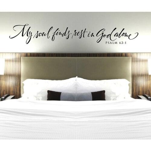 Christian Wall Decal My soul finds rest in God alone Bedroom Wall Decor - Psalms vinyl Wall sticker Bible Verse Quote