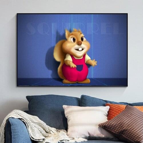 Disney Cartoon Character Squirrel Oil on Canvas Painting Wall Art Poster and Print Wall Art Picture for Living Room Home Decor