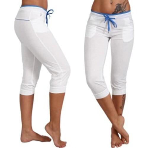 New Summer Women Fashion S-5XL Plus Size Elastic Waist Pockets Solid Lace Up Drawstring Casual Cotton Short Pants Sportswear