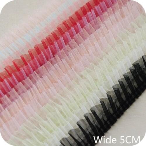 5CM wide Hot Pleated Mesh Guipure Lace Can Supply Lae Ribbon Folded Collar Dress Draped Curtains Woven Edge Embroidery Crafts