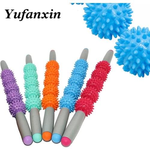 Hedgehog ball relaxing muscle massage exercise roller Yoga stick massage stick relaxing fascia stick yoga massage stick