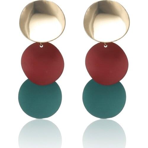 Fashion Temperament Geometric Bump Color Matching Small Disc Wind Chime Earring Trend Wild Round Earring Gift