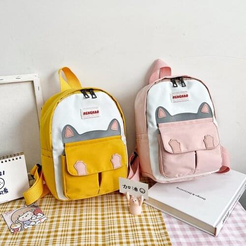 Fashion Cute Cat Style Girls Backpack Children Lovely Contrast Color Rucksack School Bag Casual Travel Knapsacks