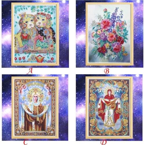 DIY 5D Special Shaped Diamond Painting Dog Flower Diamond Embroidery Rhinestone Cross Stitch Kit Wall Art Picture Decoration