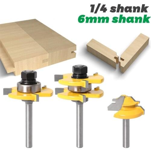Tongue and Groove Router Bit Tool Set 6mm Shank + 45 Lock Miter Bit for Professional & Beginner Carpenters Woodworking Tools DIY