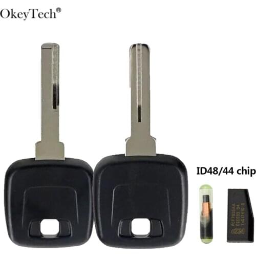 OkeyTech ID48/ID44 Chip Car Key Shell For VOLVO S40 V40 S60 S80 XC70 Transponder Chip Cover No Key Button Uncut HU56R Blade