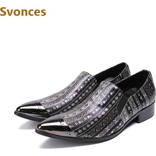 Genuine Leather Shoes Men Fashion Gingham Designer Mens Dress Shoes New Male Flats Loafers Brand Gentleman Metal Pointed Toe