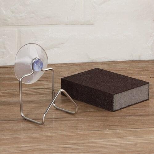 Portable Suction Cup Stainless Steel Drain Rack Cleaning Cloth Shelf Dish Drainer Sponge Holder Sink Rack Kitchen Accessories