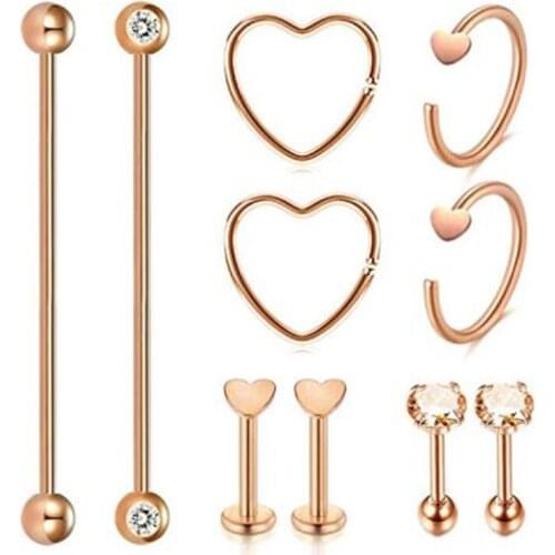 Industrial Barbell Piercing Cartilage Helix Daith Tragus Earrings Eyebrow Septum Rings Lip Medusa Monroe Piercing Bar