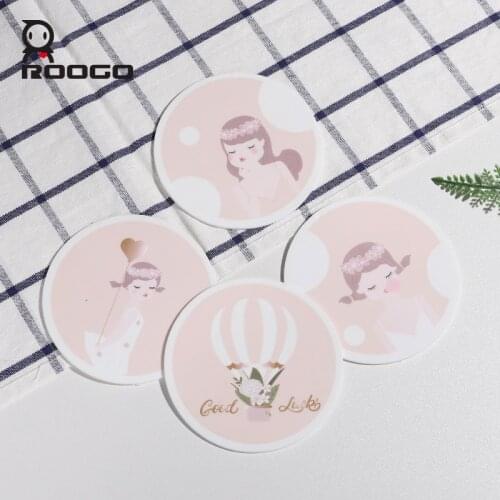 Roogo Cartoon Fairy Girl Cup Coaster Cute Drink Coasters Pad Home Kitchen Table Decoration Mat