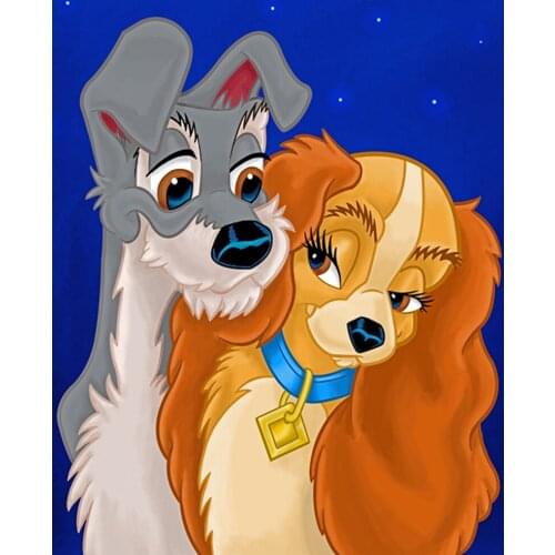 《Cartoon dog》 picture painting by numbers home decor birthday present quadros decorativos