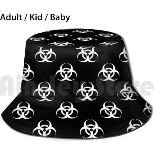 Bio Hazard Symbol Pattern Black And White Sun Hat Foldable UV Protection Black And White Biohazard Warning Hazard Hazard