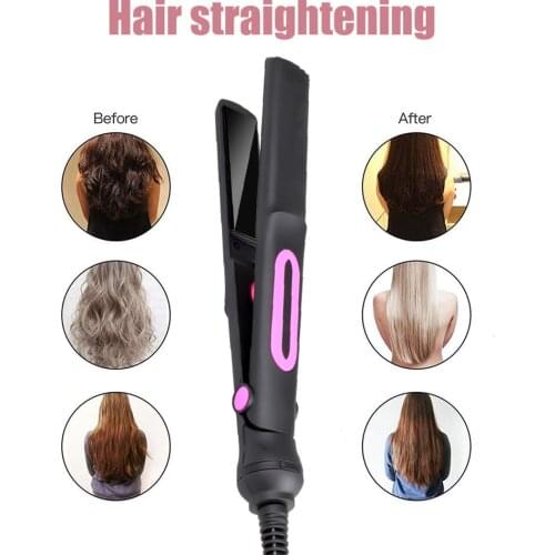 Hair Straightener Temperature Adjustment Dual Voltage Private Label Ceramic Salon Display Styling Tool Customized Professional