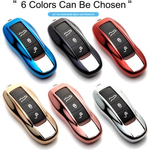 TPU Protection Car Key Case Cover Skin Shell For Porsche Cayenne Boxster 986 987 Panamera Macan Key Fob Chain Rings Holder