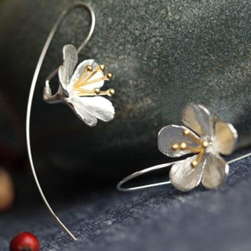 Fashion Earrings For Women Exquisite Thai Craft Personality Silver Color Flower Shaped Pendant Fringed Long Earrings Female