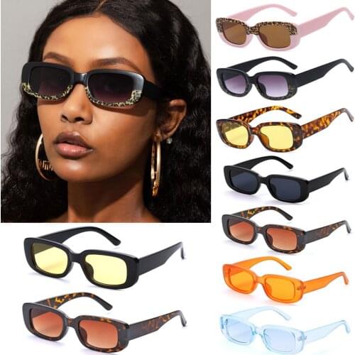 2021 Retro Women Sunglasses Small Rectangle Sun Glasses UV400 Protection Eyewear Travel Beach Trendy Square Frame Eyeglasses