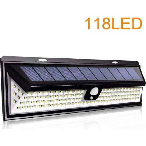 118LED Solar Lights Outdoor 3 Modes Wireless Motion Sensor Light IP65 Waterproof Security Lights for Front Door Yard Garden Deck