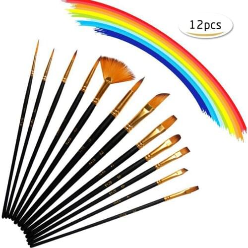 12pcs Acrylic Paint Brushes Set Nylon Hair Artist Paintbrushes Professional Painting Brushes for Nail Body Face Drawing Arts