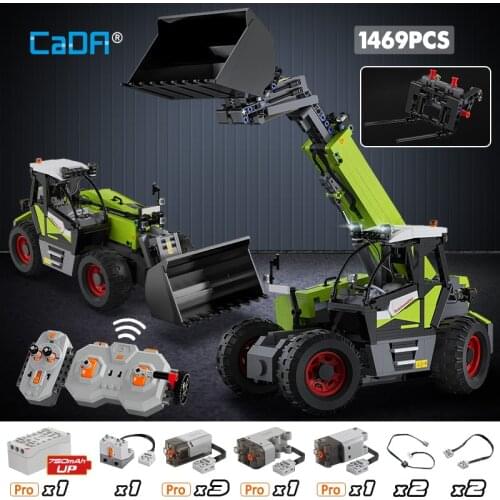 Cada 1469pcs City Technical Remote Control Engineering Vehicle DIY Model Building Blocks RC Truck Car Bricks Toys for Children