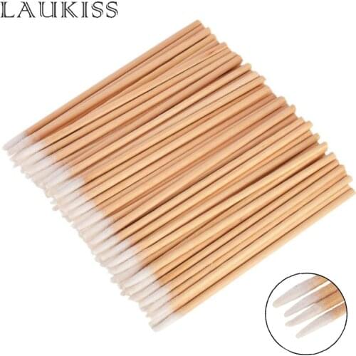 300pcs Tipped Wood Cotton Swab Detail Corrector Ear Jewelry Cleaning Sticks Buds Tip Wood Cotton Head Swab Cosmetics Makeup Tool