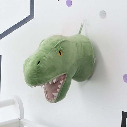 3D Animal Head Wall Decoration Dinosaur Stuffed Plush Animal Head for Baby Kids Girl Bedroom Home Decor Deer Stuffed Wall Hangi