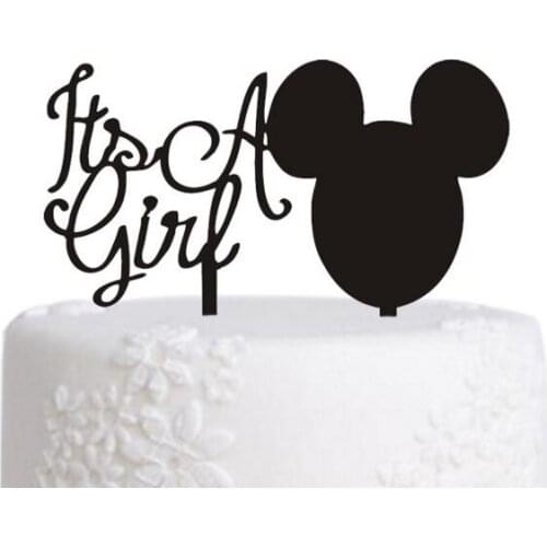 100pcs/lot Creative " Its of you " Mickey design Acrylic Wedding inserted card Wedding Cake Topper Party Cake Decorations