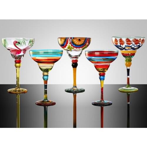 New Handmade Colorful Cocktail Cup Europe Goblet Cup Champagne Cup Creative Wine Glasses Bar Party Home DrinkWare Wedding Gifts