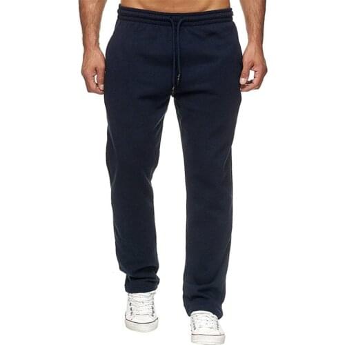 Men Drawstring Trousers Solid Color Gym Pants Thick Warm Sportswear Sweatpants Harajuku Sweatpant Hip Hop Casual Male Trousers