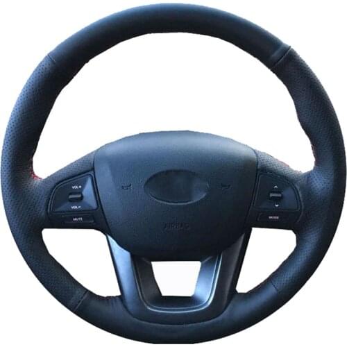 Genuine Leather car steering wheel Cover for Kia K2 Kia Rio 2011 2012 2013/Steering-Wheel Handlebar Braid
