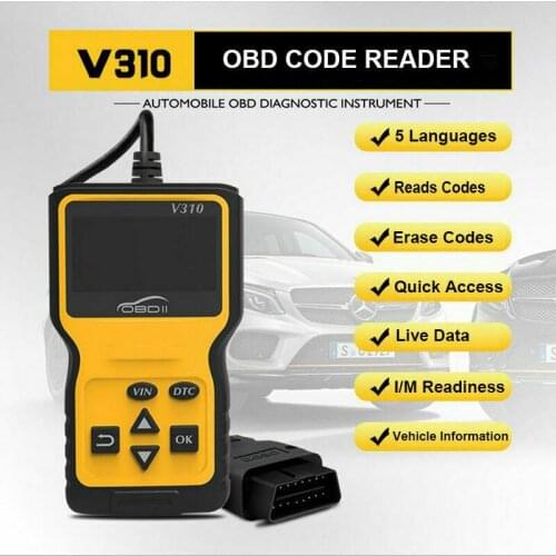 Free Shipping V310 V1.1OBD2 OBDII Scanner Car Diagnostic Tool Fault Detector Engine Fault Diagnostic Tool LCD screen Code Reader