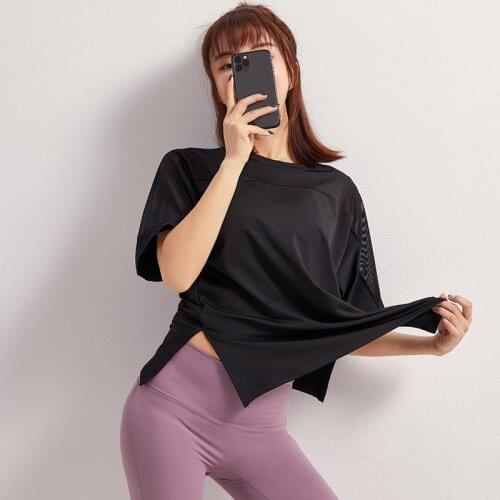 Breathable Patchwork Yoga Shirts Women Quick Dry Sports T-shirt Outdoor Running Short Sleeve Shirt Exercise Jogger Top X351B