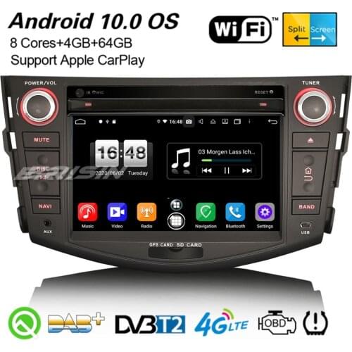 Erisin 8724 8-Core Android 10.0 Carplaly Car Stereo DSP DAB+ GPS WiFi OBD2 Bluetooth DVR TPMS DVB-T2 CD USB Navi For TOYOTA RAV4