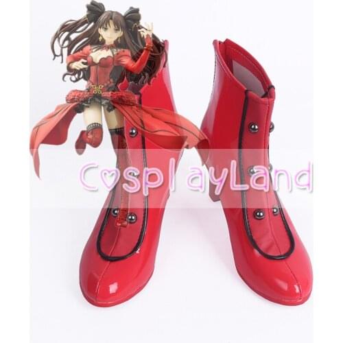 Fate Grand Order FGO Tohsaka Rin Cosplay Boots Shoes Red for Adult Women High Heel Shoes Costume Accessories Custom Made